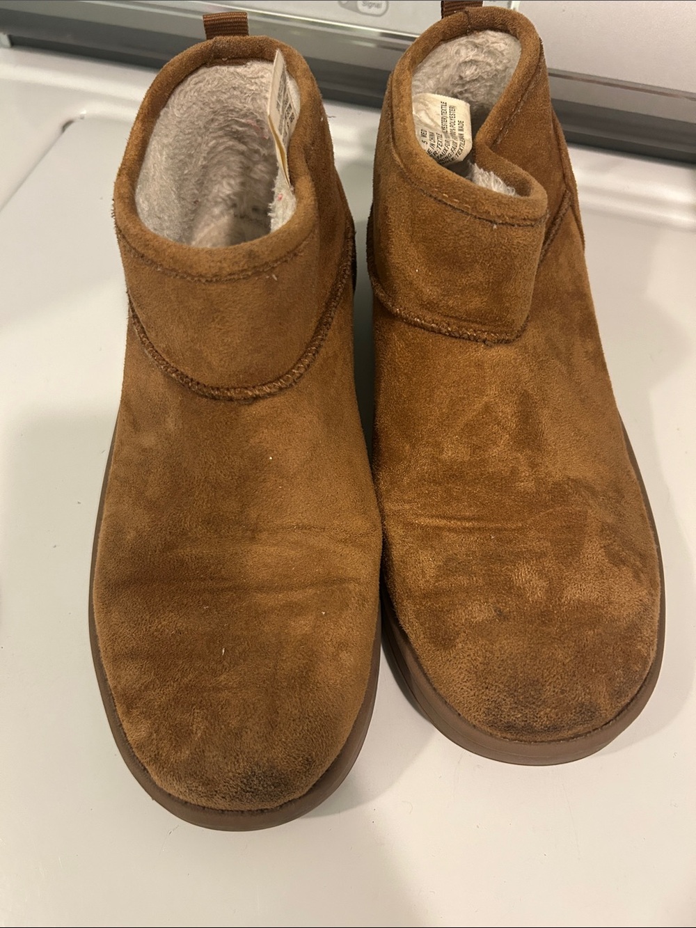 Kids Cozy faux Suede Ankle Boots with Plush Lining - Chestnut Brown